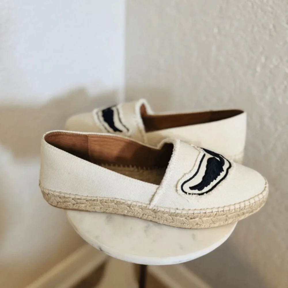 Zadig & Voltaire Canvas Espadrille‎ Slip on Flat, Cream/Black, Size 11, NWOT - Picture 8 of 16